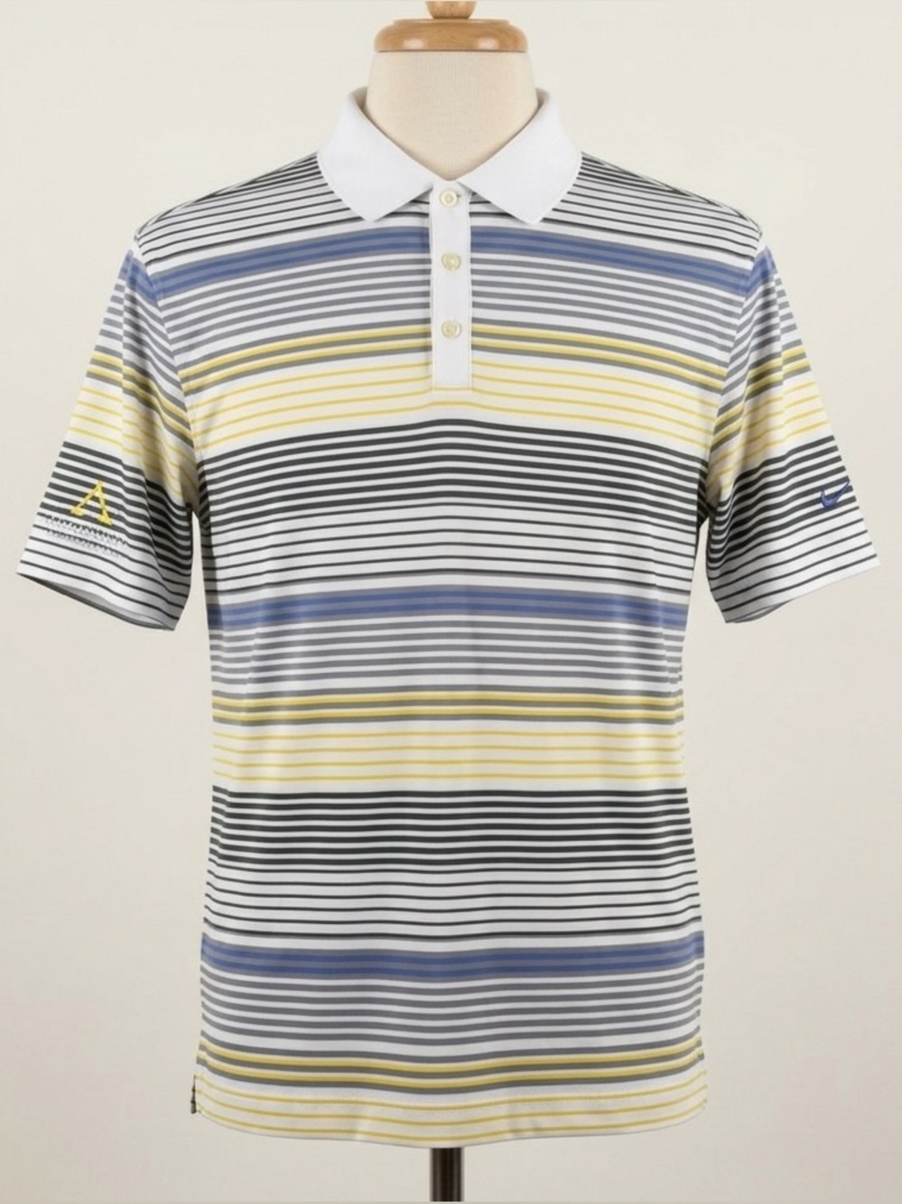 Nike Golf Polo Shirt Mens XL Dri-FIT White Striped Algonquin St Andrew’s Links